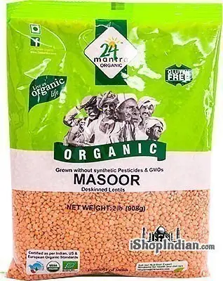 24 Mantra Organic Masoor Whole Without Skin (masoor Malka) 2Lbs