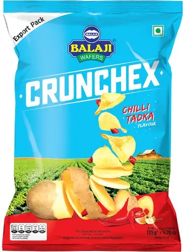 Balaji Crunchex Potato Chips - Chilli Tadka Flavour 135Gm