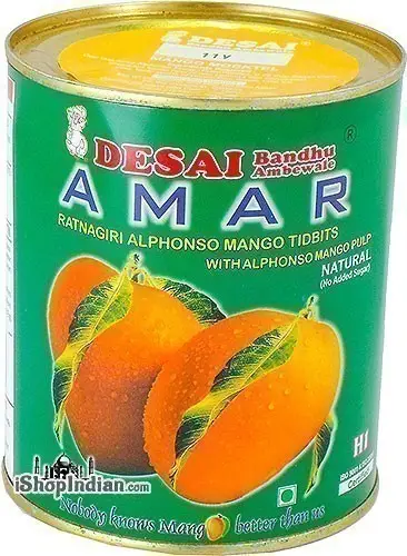 Desai Amar Ratnagiri Alphonso Mango Pulp With Alphonso Mango Tidbits - Natural (no Sugar Added) 1Pack