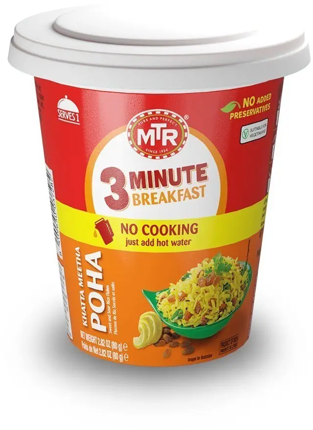 Mtr 3 Minute Breakfast - Instant Khatta Meetha Poha In Cup 2.82Oz