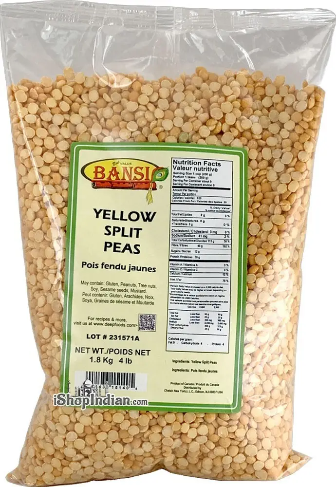 Bansi Yellow Split Peas 4Lbs