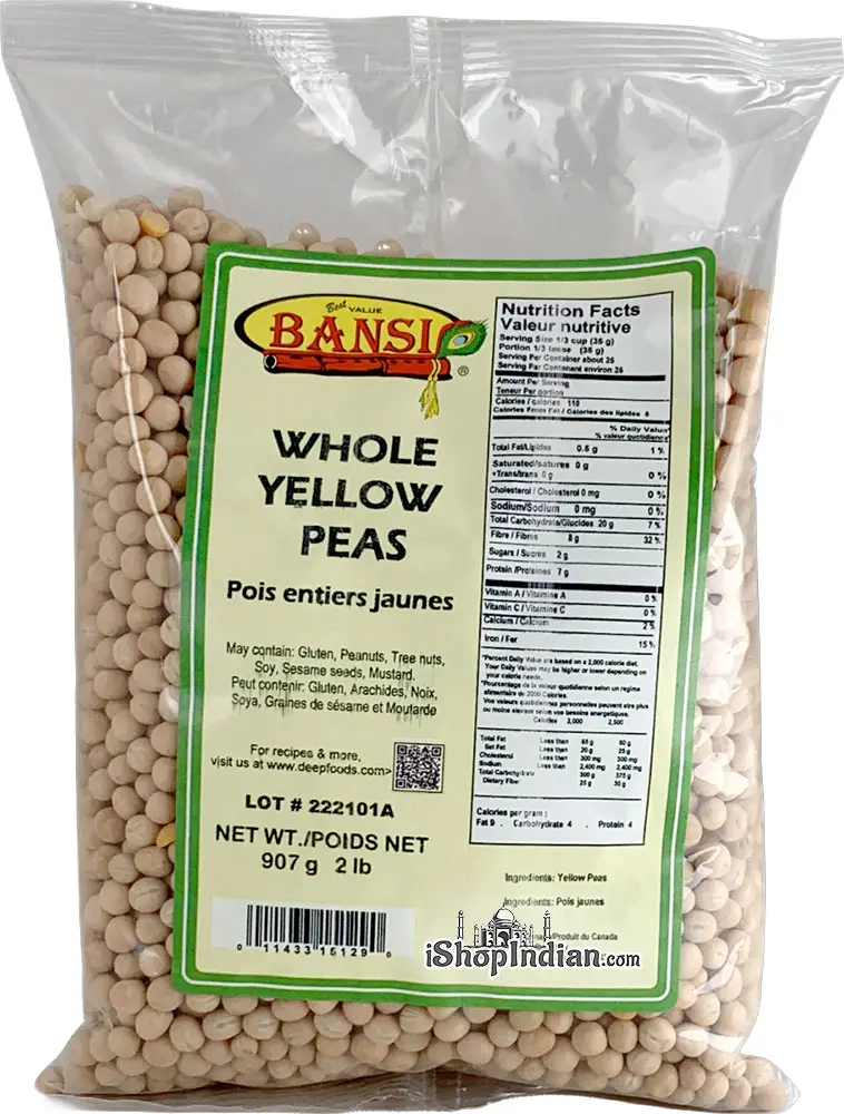 Bansi Yellow Whole Peas (white Vatana) 2Lbs