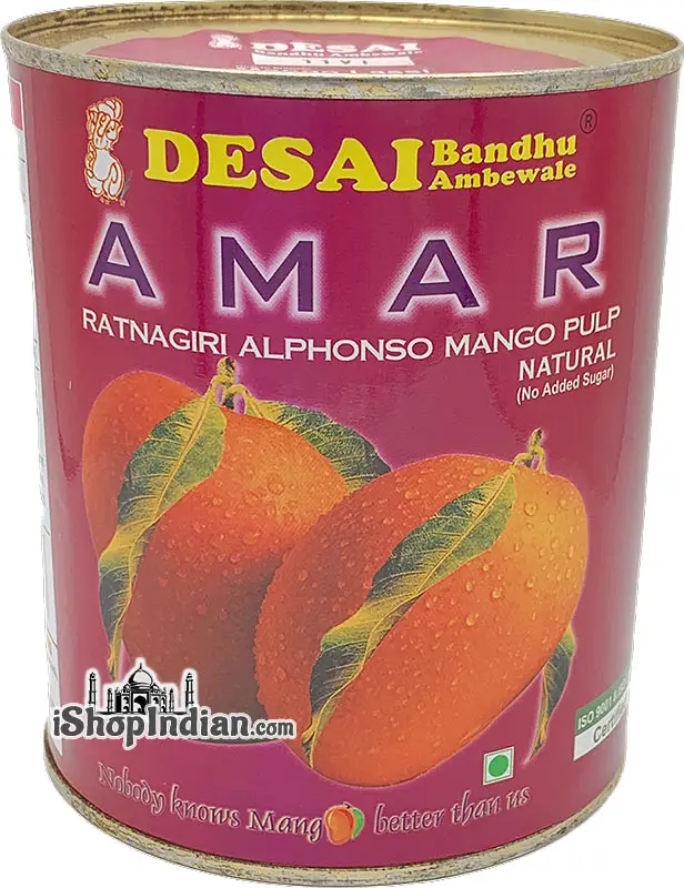 Desai Amar Ratnagiri Alphonso Mango Pulp- Natural - No Added Sugar 1Pack