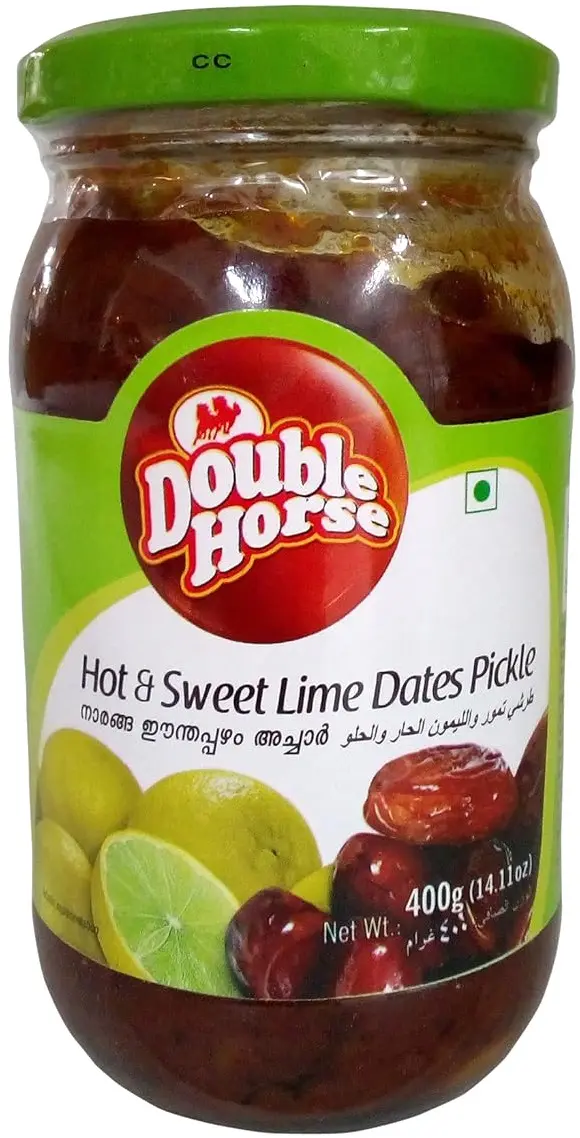 Double Horse Hot & Sweet Lime Dates Pickle 400Gm