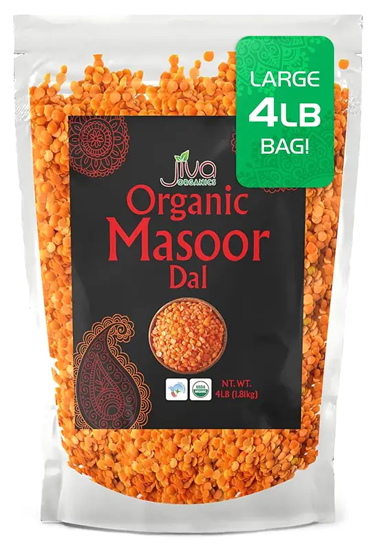 Jiva Organics Masoor Dal (red Lentil) 4Lbs