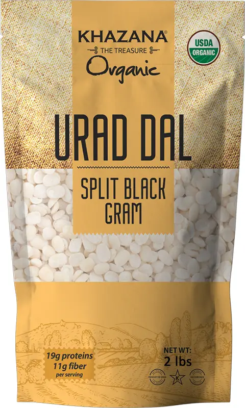 Khazana Organic Urad Dal Split - Black Gram Split Without Skin 2Lbs