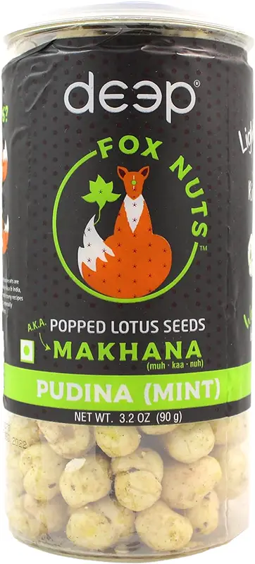Deep Fox Nuts (popped Lotus Seeds - Makhana) - Pudina (mint) 3.2Oz