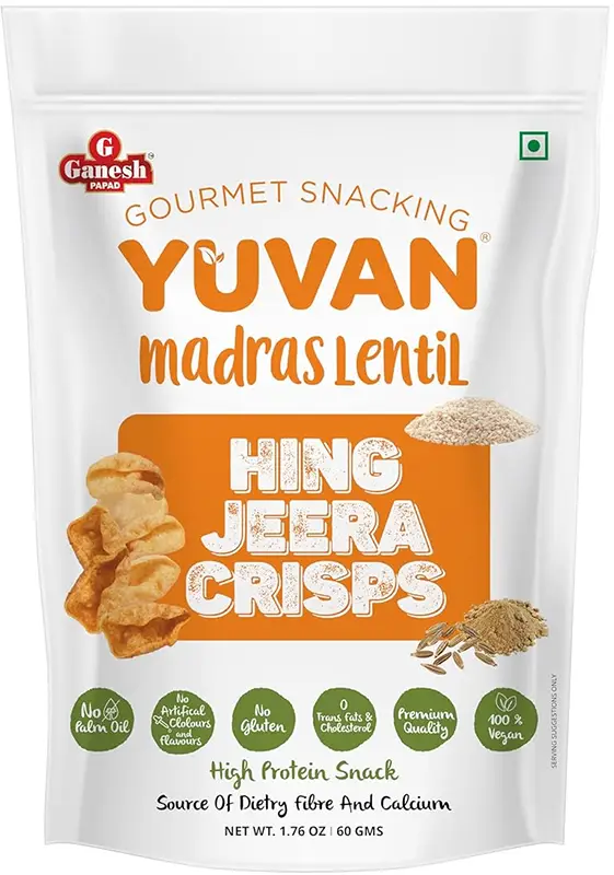 Ganesh Yuvan Madras Lentil - Hing Jeera Crisps (gluten Free) 1Pack