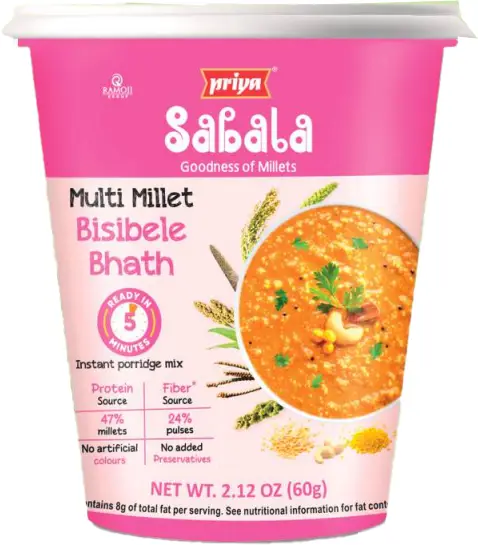 Priya Sabala Multi Millet Bisibele Bhath Instant Cup 1Pack