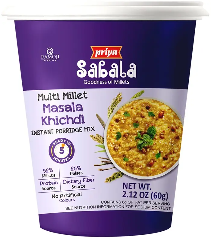 Priya Sabala Multi Millet Masala Khichdi Instant Cup 1Pack