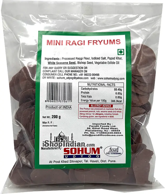 Sohum Udyog Mini Ragi Fryums 200Gm
