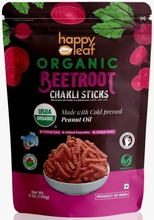 Happy Leaf Organic Beetroot Chakli Sticks 1Pack