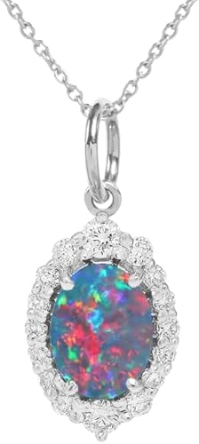 Opal Necklace for Women OvalCut Opal Jewelry Sterling Silver 10K 14K 18K Gold Gemstone Pendant Necklaces Anniversary Birthday