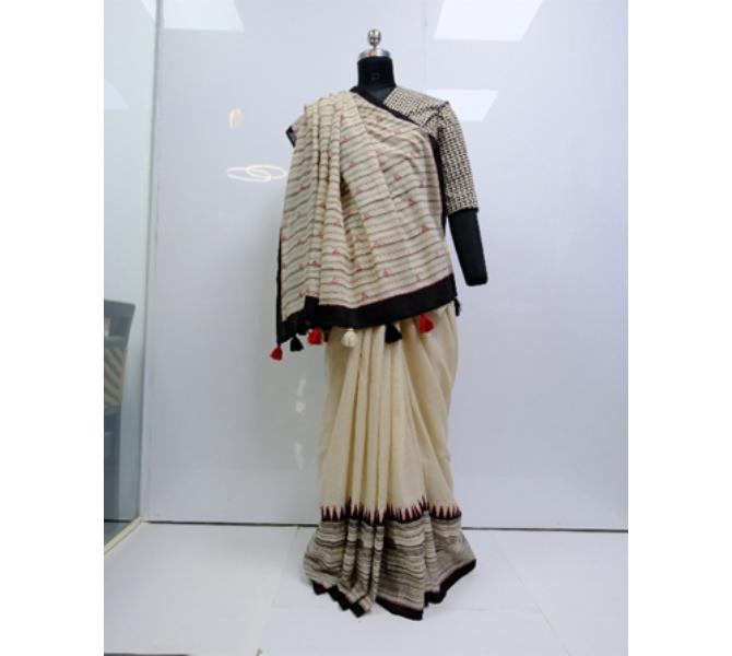 Hand Spun Cotton Saree  Traditional by The Ornate Art