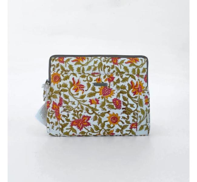 Cotton Laptop Sleeve Cover  Pink Floral  13 Inches