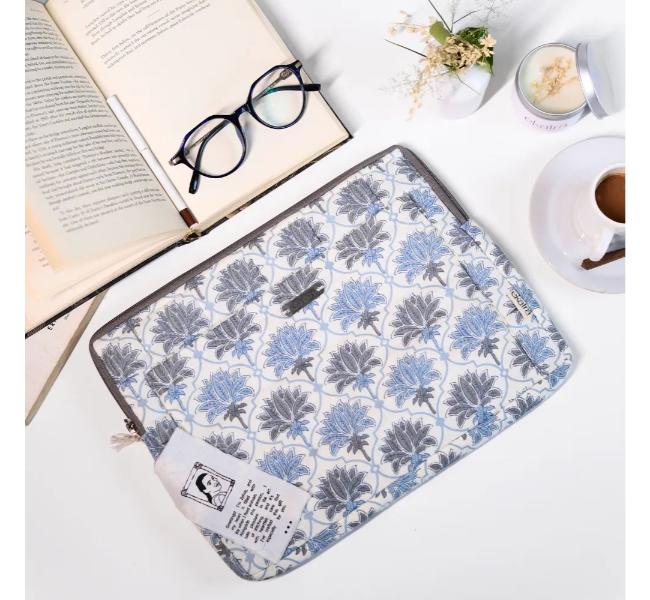 Cotton Laptop Sleeve Cover  Lotus  13 Inches