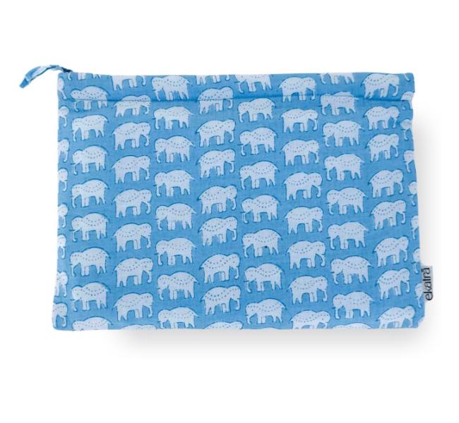 Sustainable Cotton Travel Pouch Organizer By Ekatra Elephant Motif
