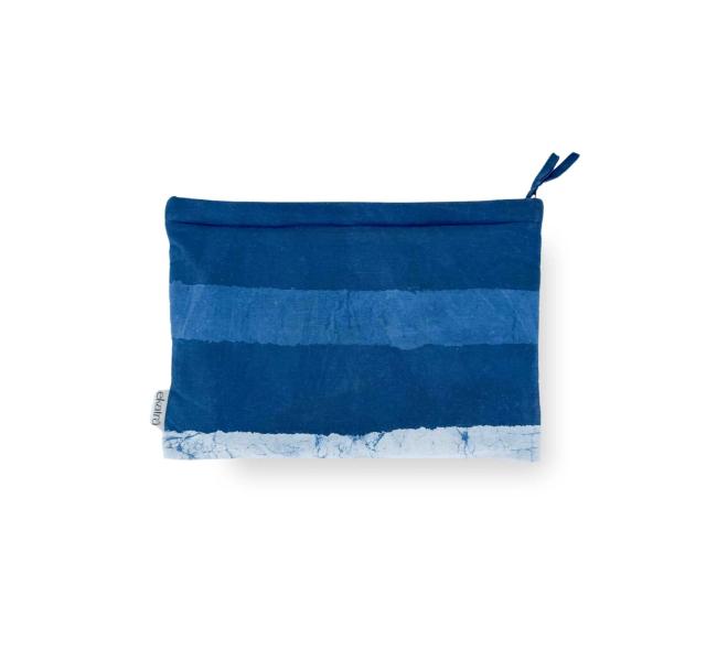 Sustainable Cotton Travel Pouch Organizer By Ekatra Indigo Stripes