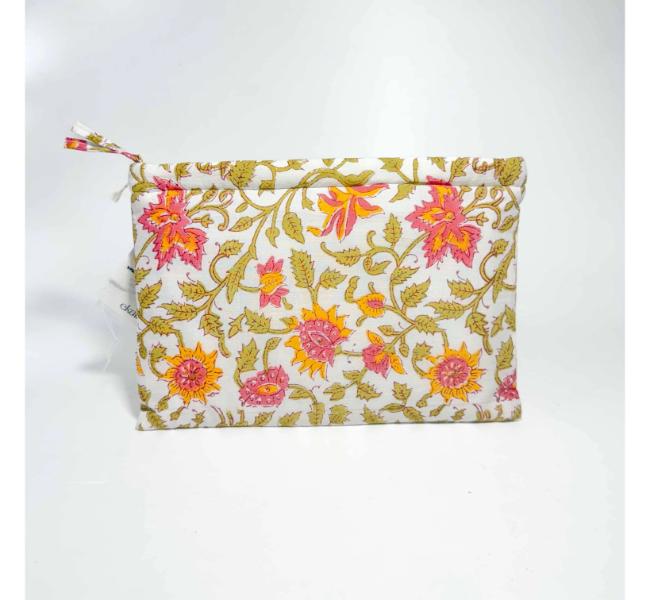 Sustainable Cotton Travel Pouch Organizer By Ekatra  Pink Floral