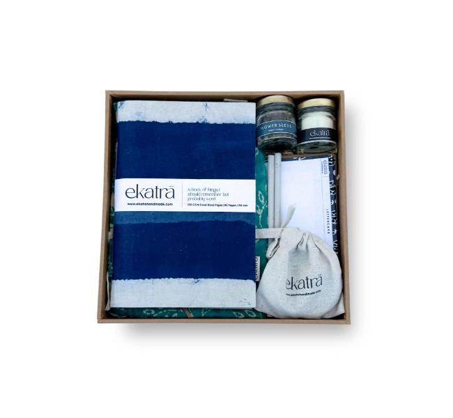 Sustainable Thoughtful Hamper by Ekatra  Indigo Stripes