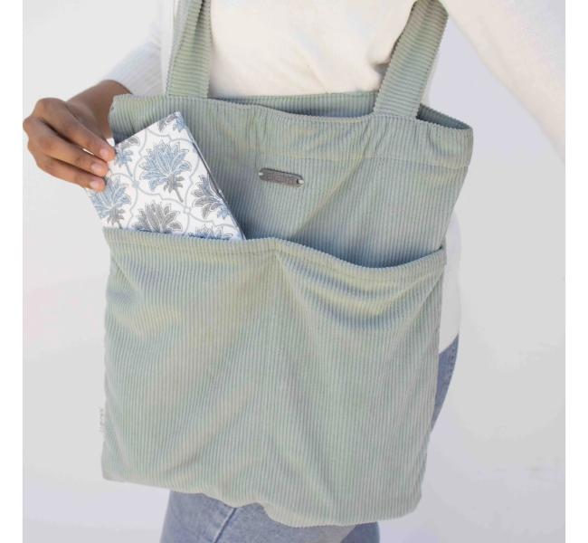 Minimalist Corduroy Day Tote  Sage