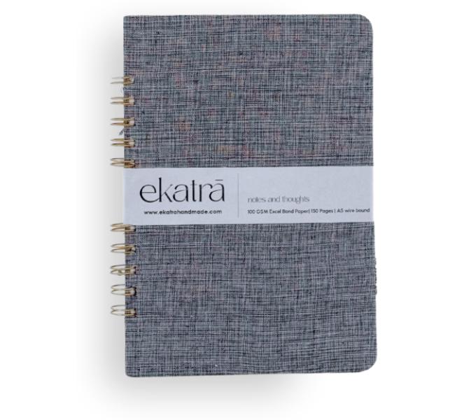 Handcrafted Sustainable A5 Wire Bound ruled 100SM paper Journal by Ekatra Grey