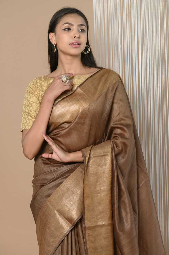 Sienna Moonga Tussar Silk Saree With Beautiful