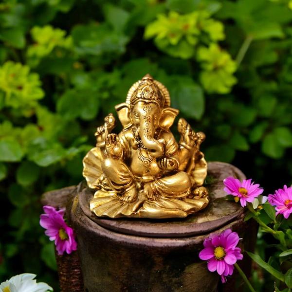 Ganesh Ji Blessing Murti on Paan ka patta for car dashboard  Spiritual Hindu Dcor Murti