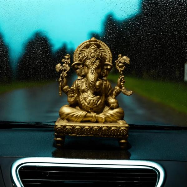 Ganesh ji on chowki Car dashboard