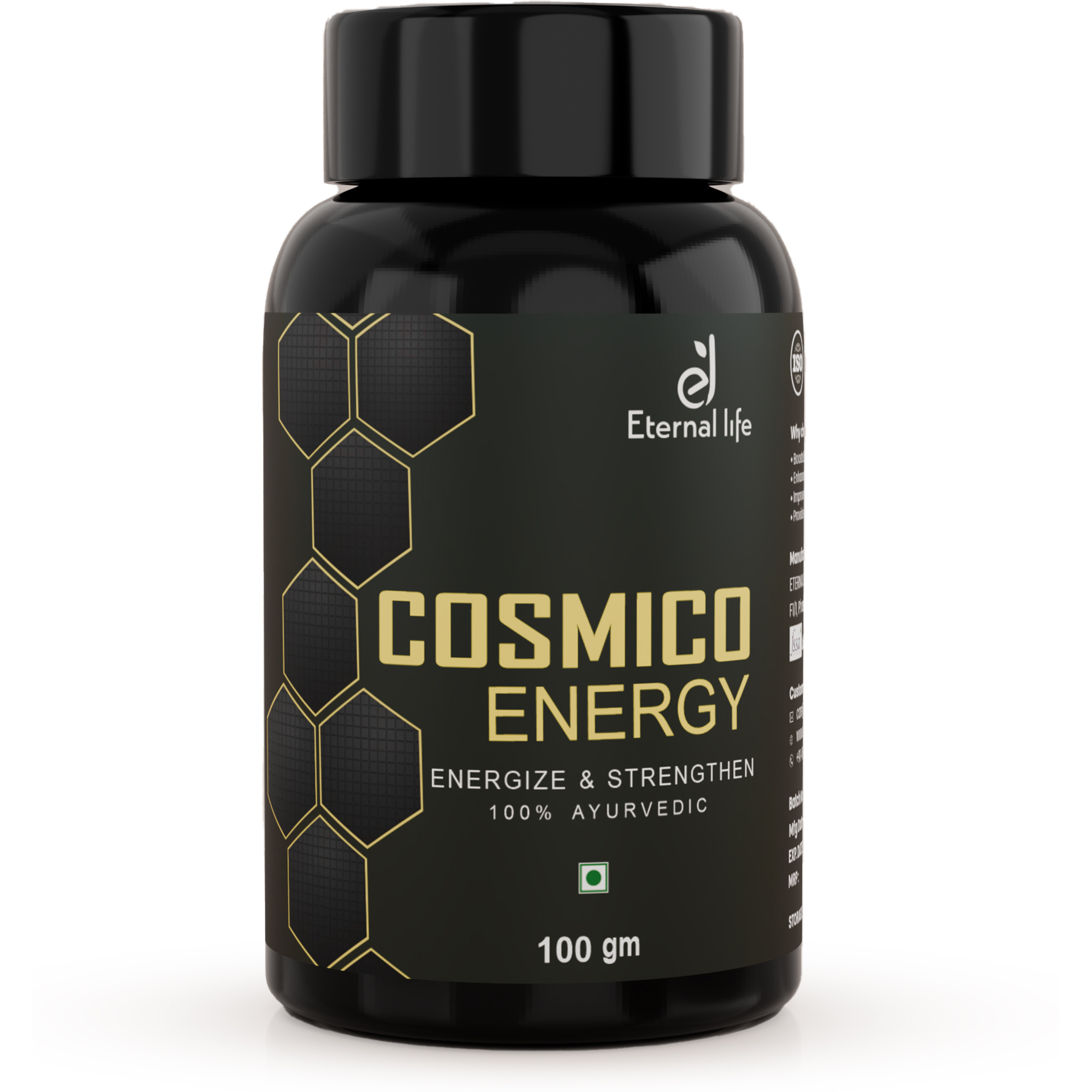 Eternal Life Cosmico Energy Testosterone Booster for Men  Natural Strength  Stamina Support with Safed Musli Gokshura  Ashwagandha  Herbal Wellness Supplement  Pack of 1 100 gm