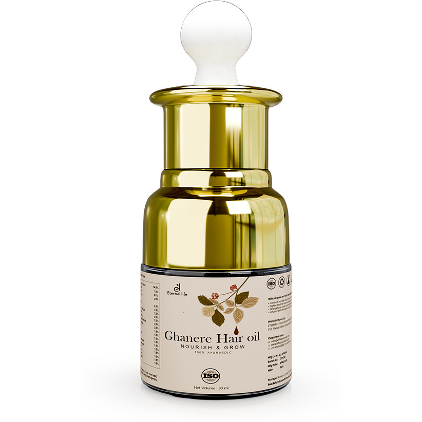Eternal Life Ghanere Ayurvedic Hair Oil with Bhringraj and Coconut Oil for Scalp Nourishment Enriched with Herbal Ingredients for Smooth and Healthy Looking Daily Hair Care Oil for Men and Women 20ml