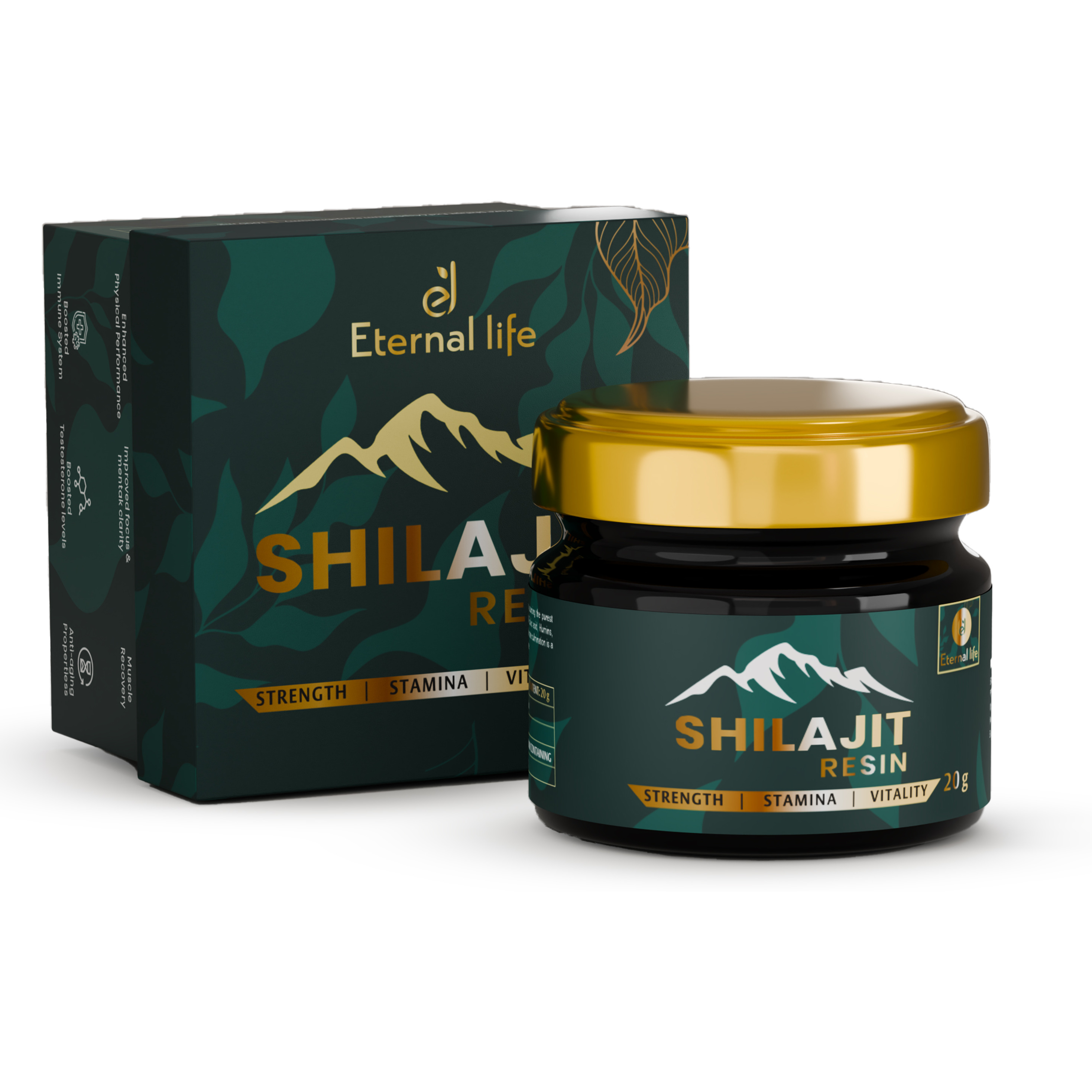 Eternal Life Premium Shilajit Resin 20g  Pure Himalayan Source Rich in Fulvic Acid  Natural Herbal Adaptogen for Energy Stamina Focus  Daily Vitality  Resin Form for Wellness  Balance