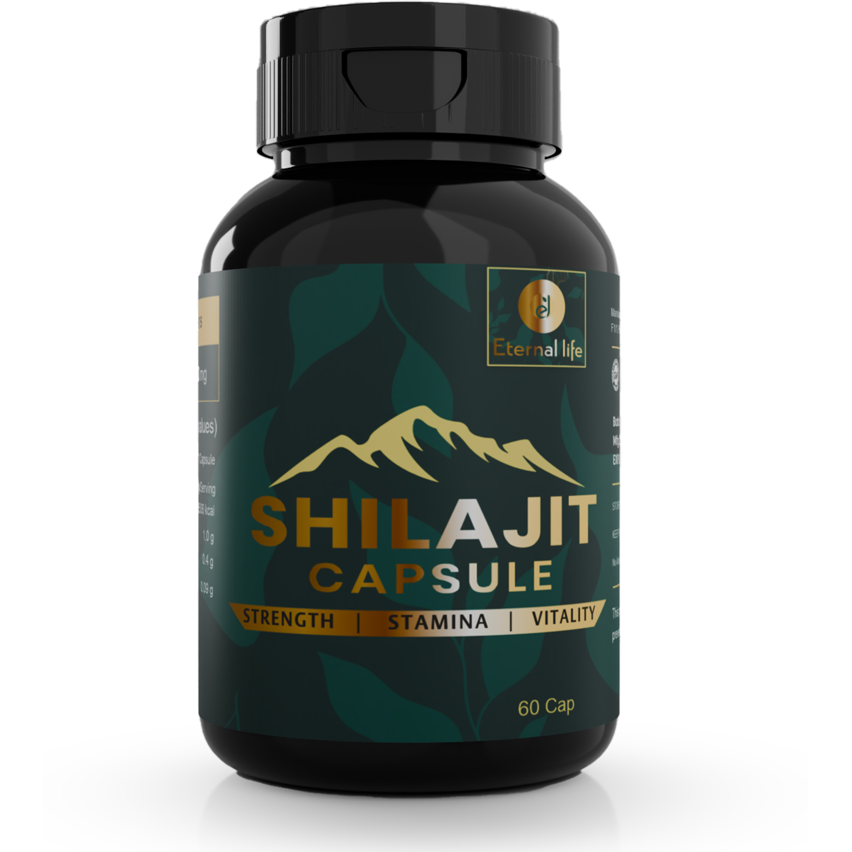 Eternal Life Shilajit Capsules  Original Himalayan Shilajeet for Energy Strength Endurance Stamina Wellness Support  Natural Herbal Supplement for Vitality  60 EasytoUse Vegetarian Capsules
