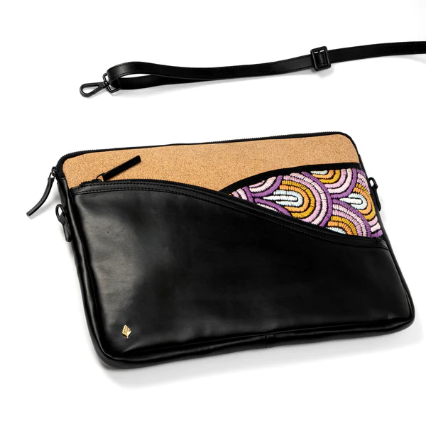 Acacia Laptop Sleeve Black Tan  Multicolor