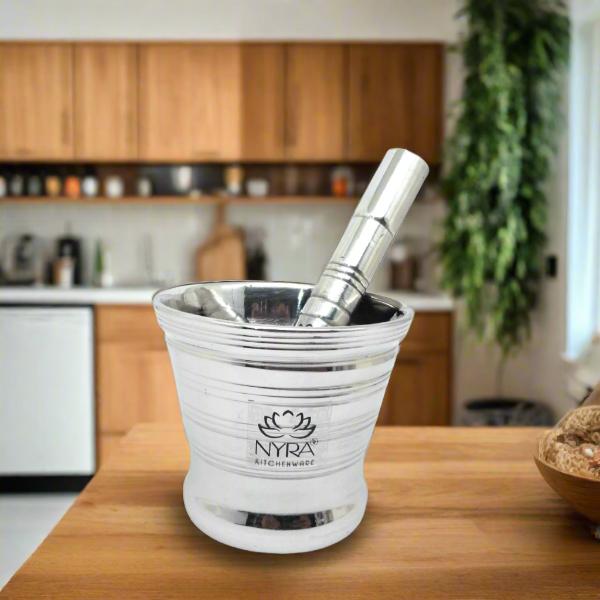 Premium Stainless Steel Mortar  Pestle Set Khalbatta Imam Dasta medium