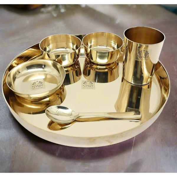 Premium Kansa Bronze Thali Set of 6pcs Traditional Kansa Phool Dinner Thali Set