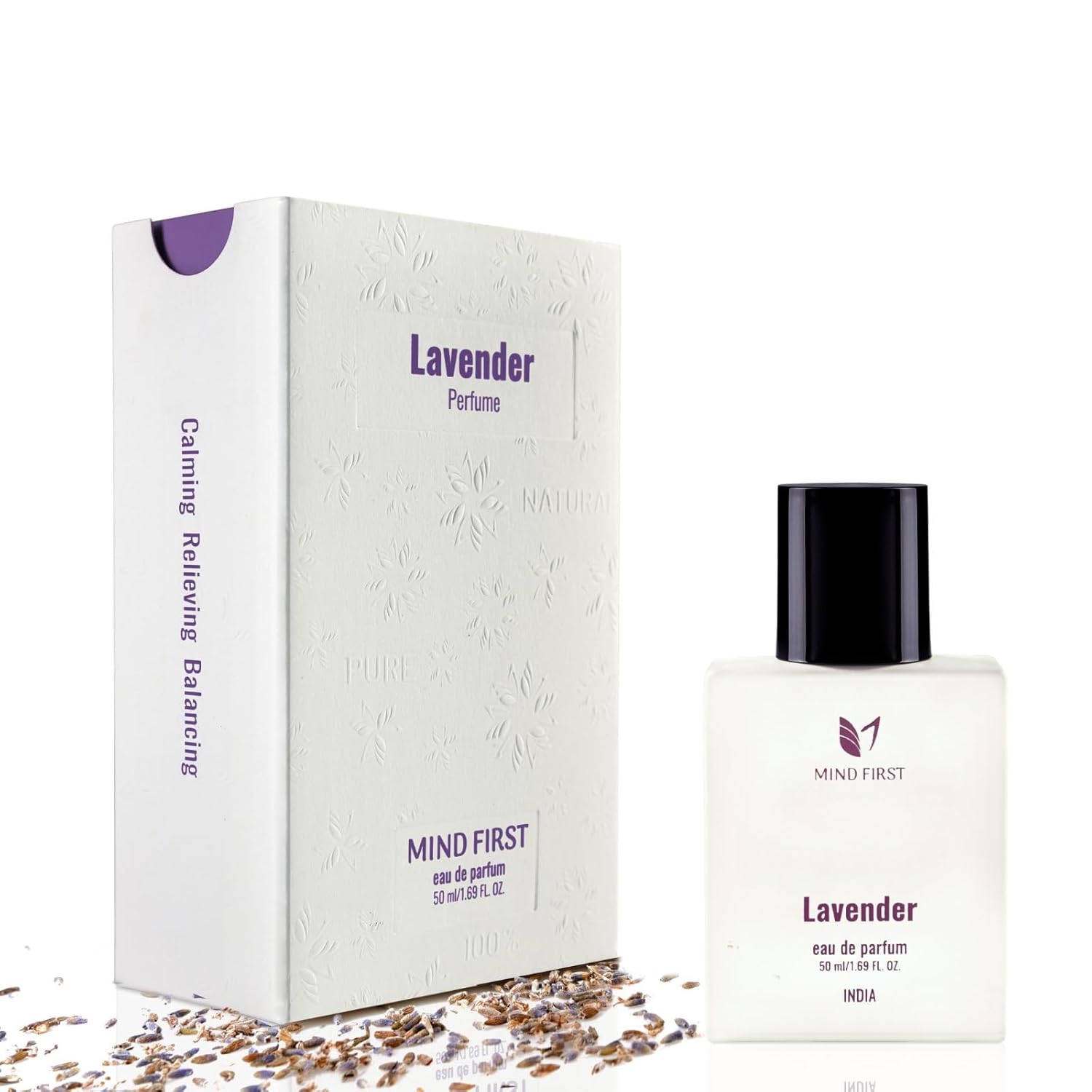 Mind First Lavender Natural Luxury Perfume 50ml  Made with Essential Oils  Calming  Relaxing Fragrance  LongLasting Perfume for Men  Women  Ideal for Gifting