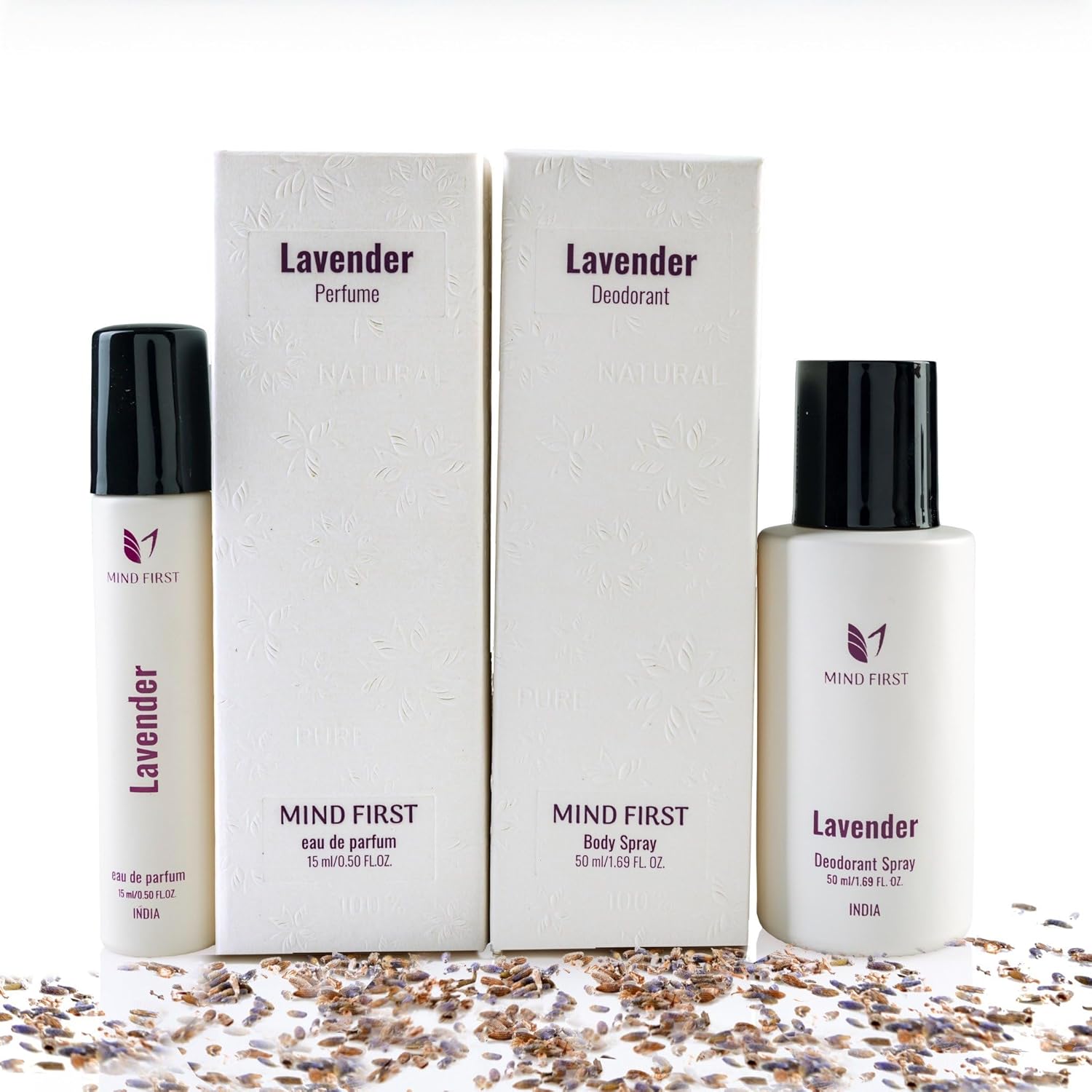 Mind First Lavender Natural Perfume 15ml  Deodorant 50ml Combo  Made with Essential Oils  LongLasting SkinFriendly  Unisex  Ideal Gift Set