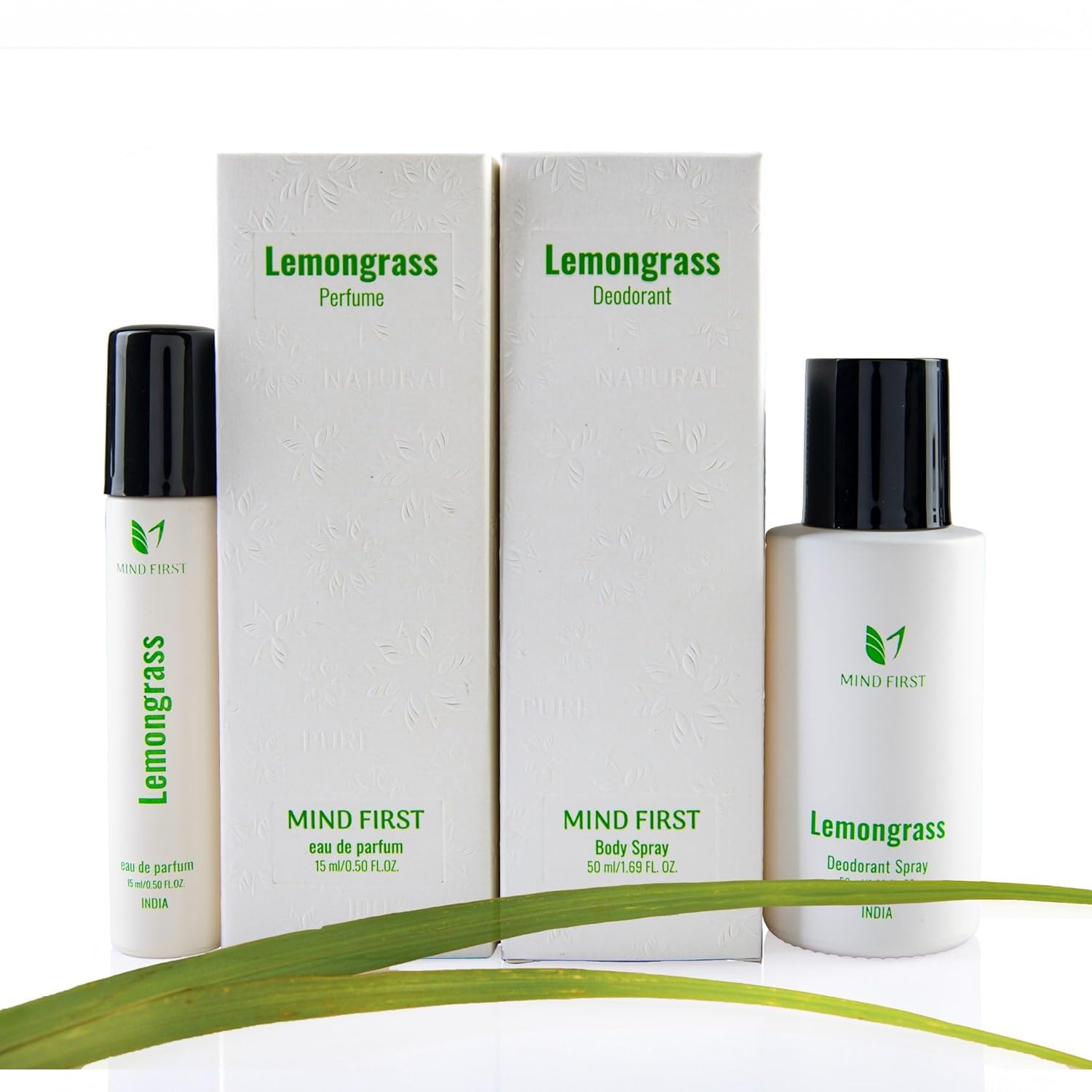 Mind First Lemongrass Natural Perfume 15ml  Deodorant 50ml Combo  Made with Essential Oils  LongLasting SkinFriendly  Unisex  Ideal Gift Set