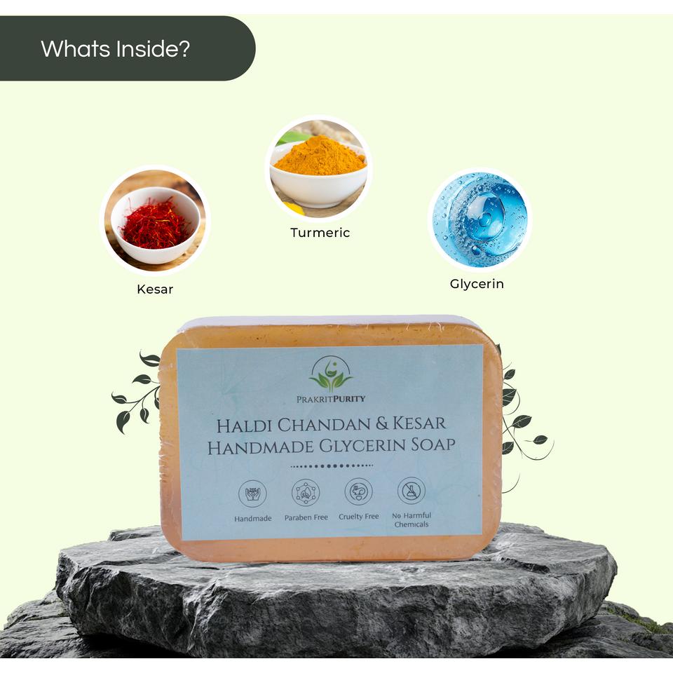 Prakrit Purity Haldi Chandan Kesar Handmade Glycerin Soap 