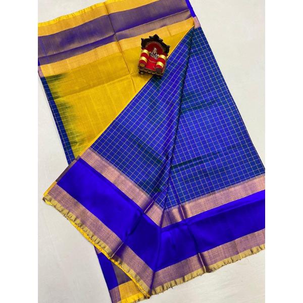 Pure Uppada Silk Blue Yellow Saree