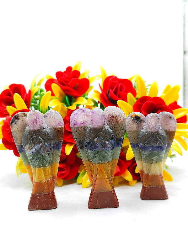 Green Aventurine Carved Yellow Jade Gemstone Peace Angel Pocket Guardian Angel healing Statue 2 Inch