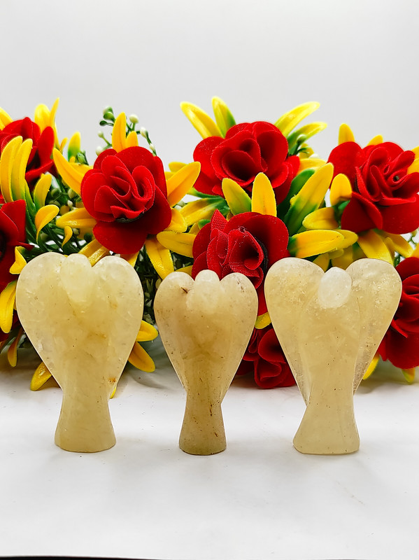 Yellow Aventurine Carved Yellow Jade Gemstone Peace Angel Pocket Guardian Angel healing Statue 2 Inch