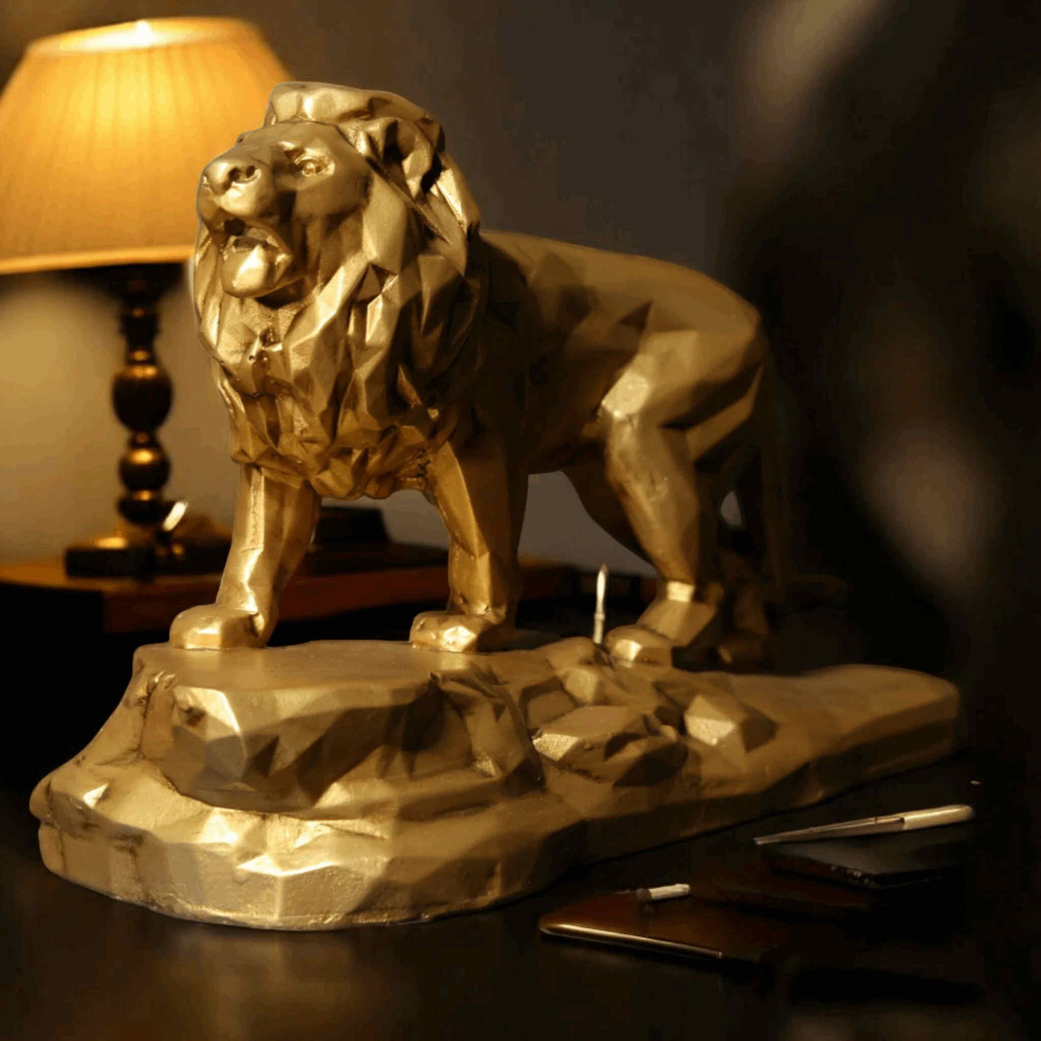 Lion On Rock  Majestic Wildlife Home Decor