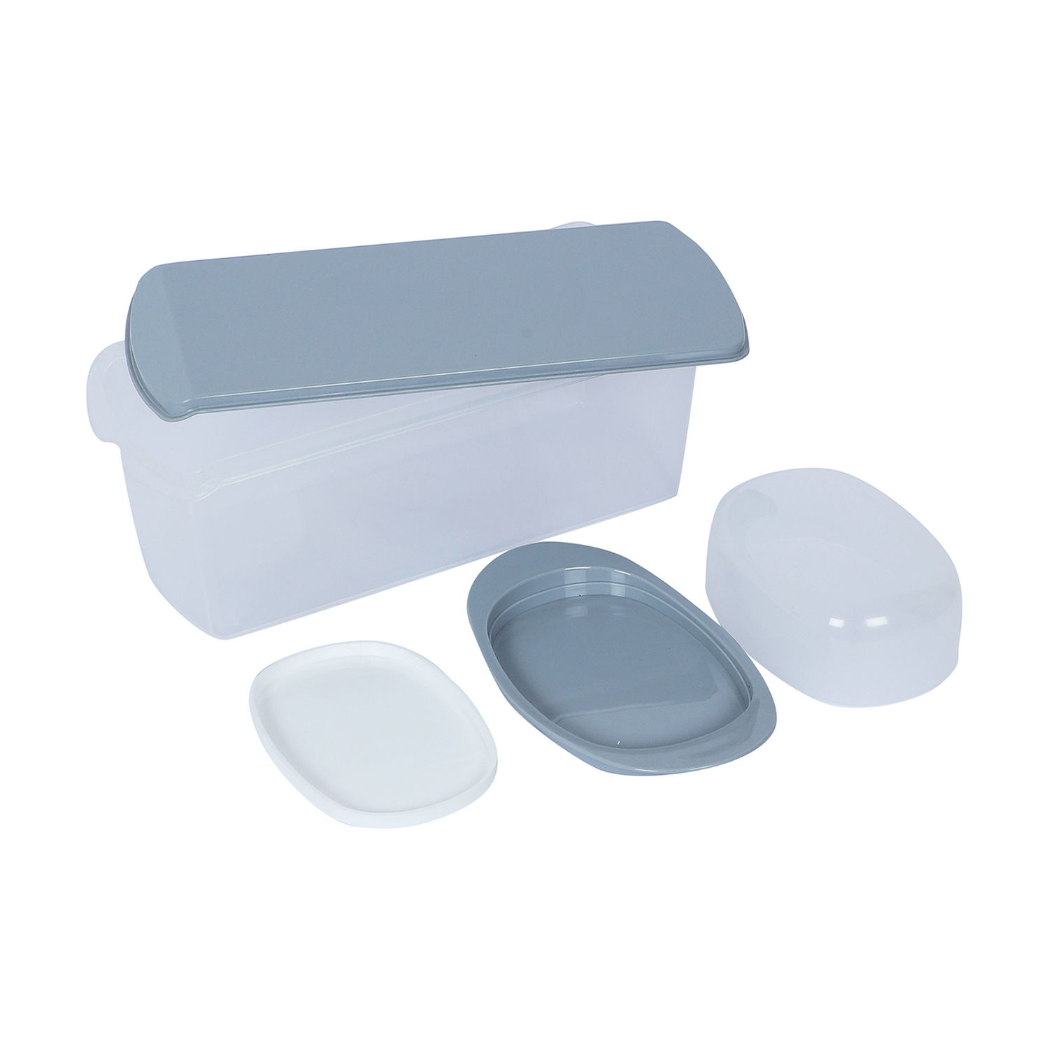 2in1 Airtight Bread Box And Butter Dish Organizer Set Grey