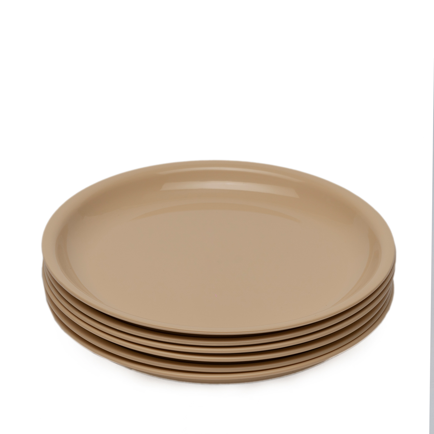  Round Full Plates Set of 6 100 Percent Food Grade Microwave Safe Dishwasher Safe Beige
