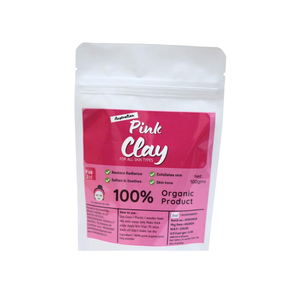 Australian Pink Clay Mask Detox Brighten Hydrate Pore Cleansing Acne Control