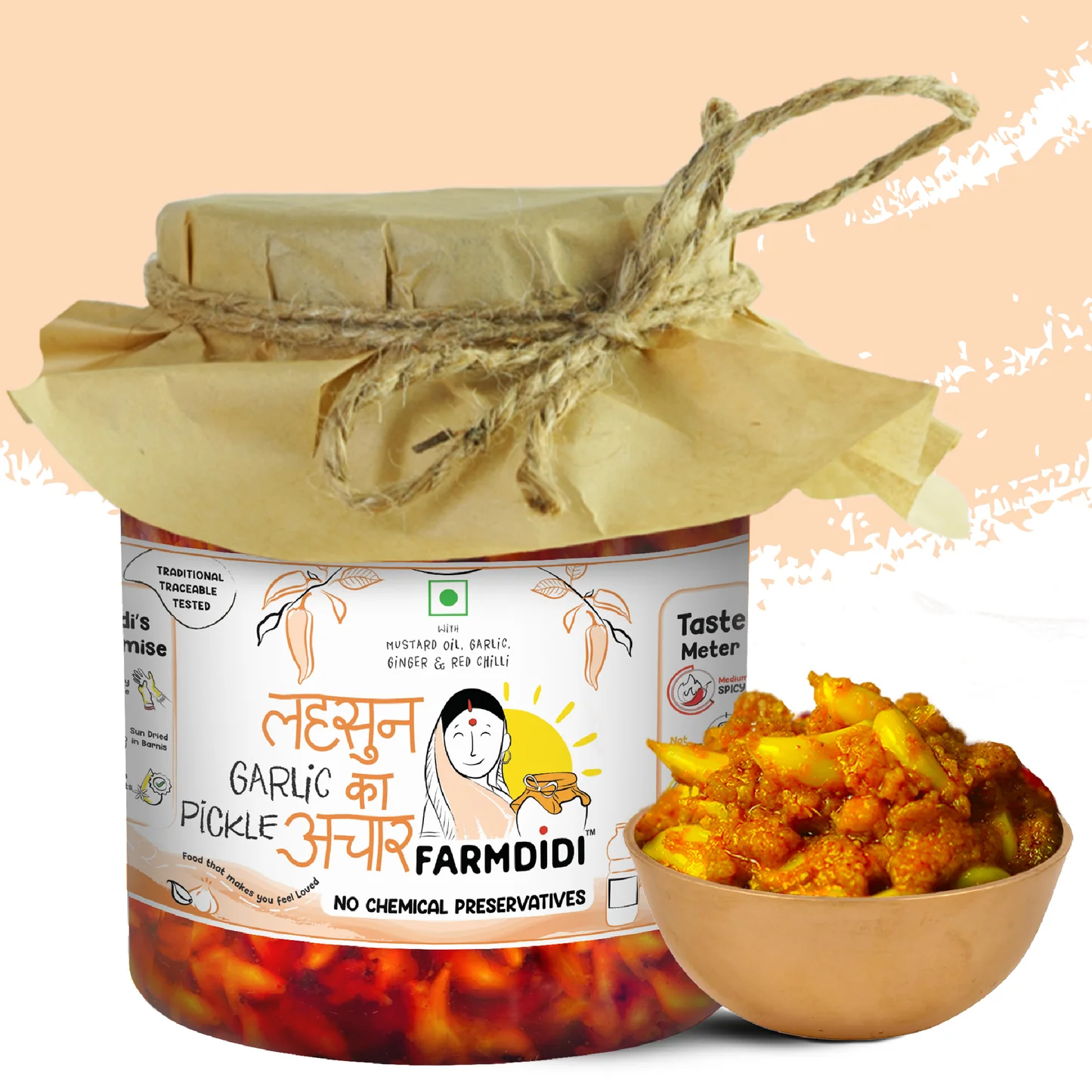 Farm Didis Garlic pickle Lehsun ka achar 325 gram