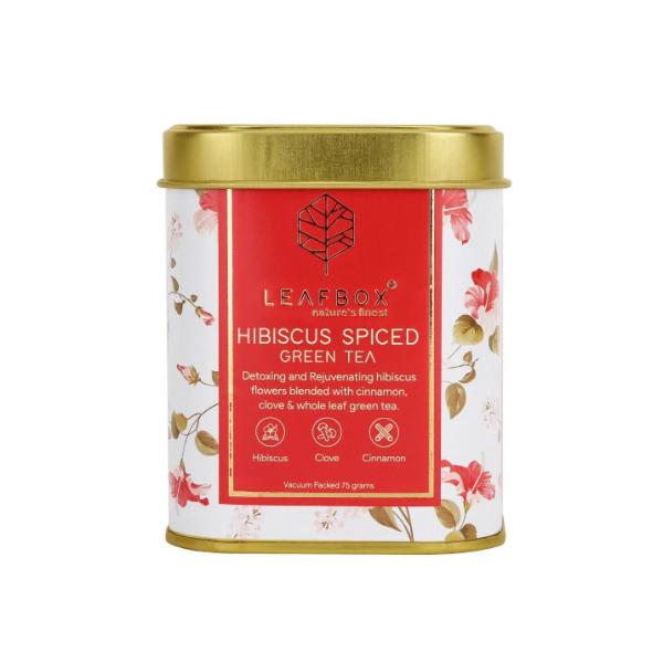 Hibiscus Spices Green Tea Loose Leaf TIN