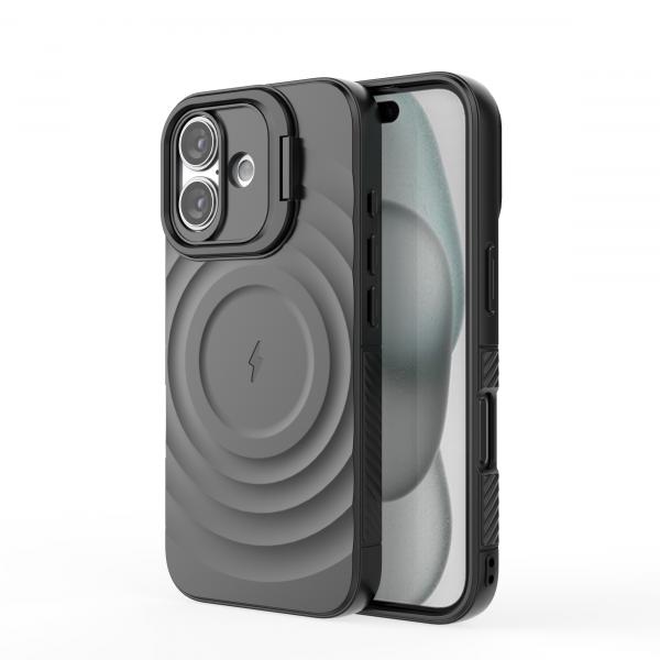 CoversCart Matte Black TitanShield Wave Silicone Magsafe Back Case for iPhone 16